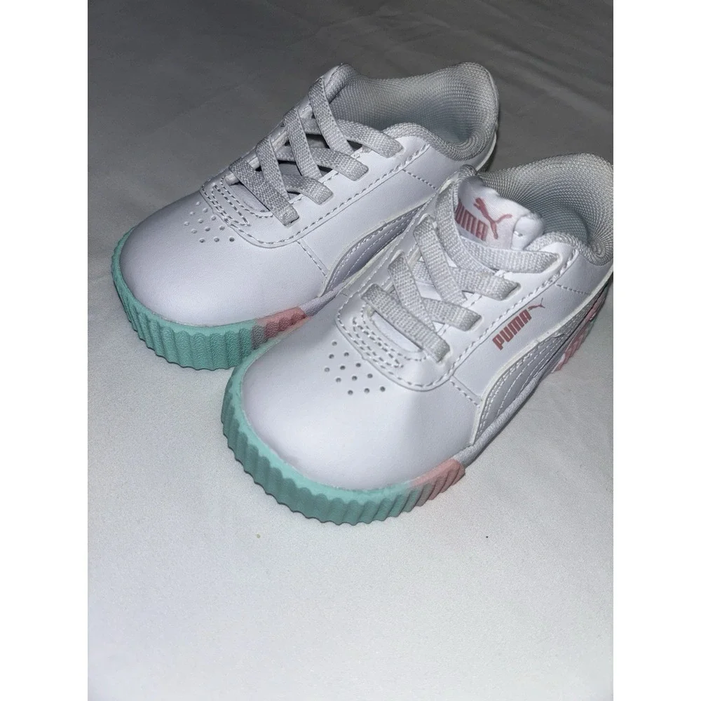 Puma Carina Platform Sneakers White Youth Kids Girls Size‎ 6C